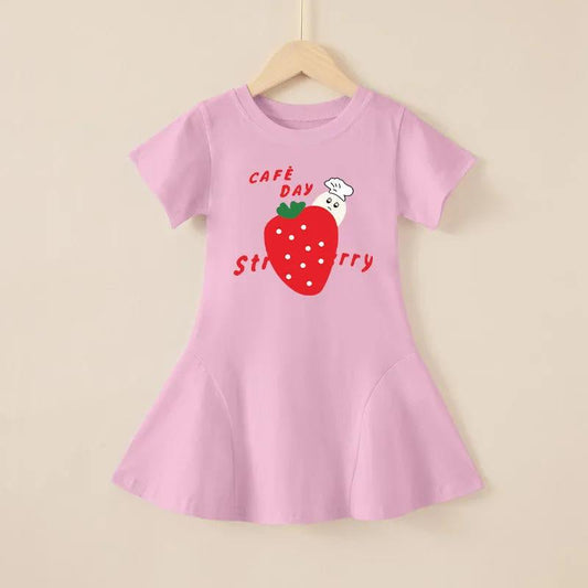 Girls' Summer Short-sleeved Dress Cotton Princess Dress Fashion All-match Dress Chinese Style Baby Costume