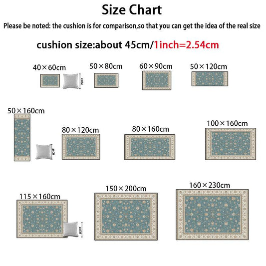 Home Carpet Classical European and American Country Folk Style Non-slip Doormat Bedroom Carpet Living Room Bedside Carpet Floor Mat