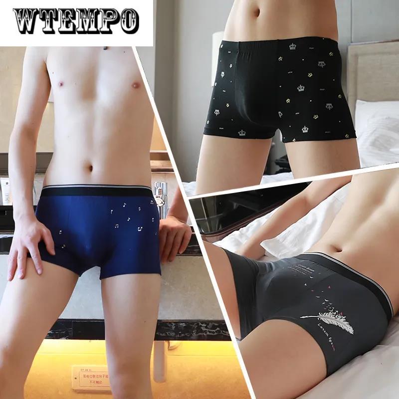 4 Pcs Men Boxer Briefs Underwear Elastic U Convex Underpants Soft and Comfortable Boxer Shorts