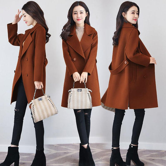 Outerwear Overcoat Autumn Jacket Casual Women Fashion Long Woolen Coat Slim Female Winter Wool Coats