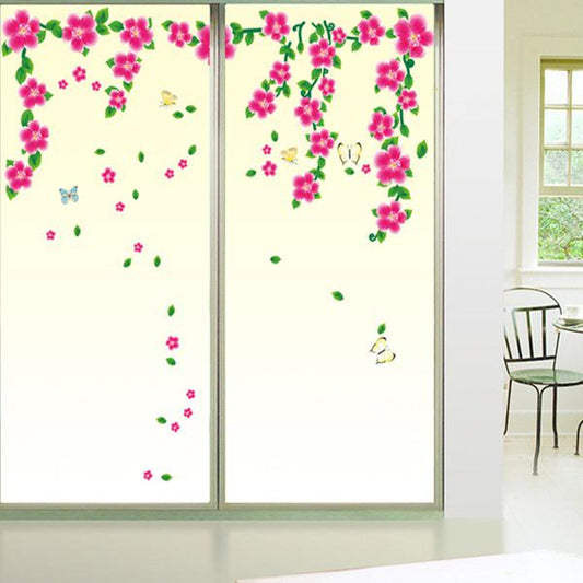 Living room bedroom waistline PVC removable wall sticker Butterfly fence flower baseboard