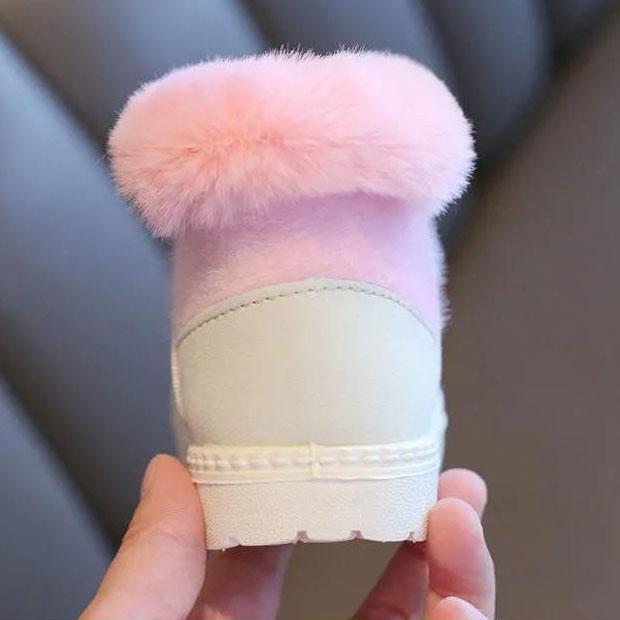 Children Cartoon Cotton Short Boots Kid's Winter Warm Cotton Shoes Waterproof Non Slip Flat Shoes