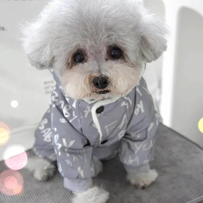 Teddy Dog Clothes Winter Cotton Coat Night Reflective Thickening Bomei Bichon Schnauzer Down Jacket Four Feet Pet Jacket Clothing