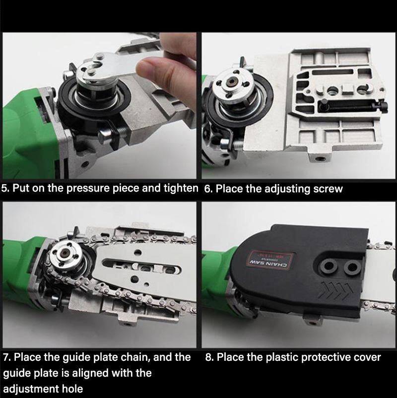 11.5 Inch Chain Saw Plus A Spare Chain Chain Saw Bracket Set with Angle Grinder Wood Sawing Tool