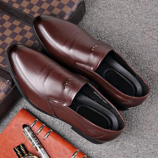 Men's Business Formal Leather Shoes Low-top Casual Shoes Summer Breathable British Shoes Dad Leather Shoes