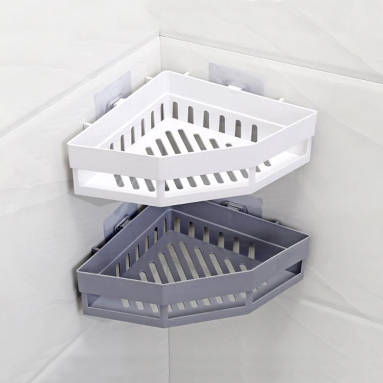 Kitchen Corner Storage Rack Traceless Plastic Bathroom Organizer Shower Shelf