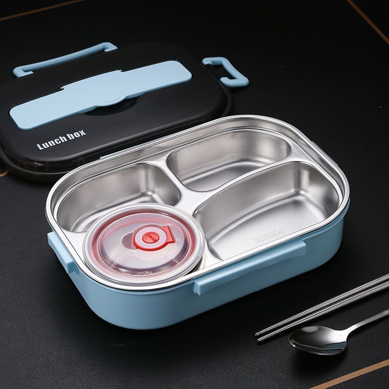 304 Stainless Steel Insulated Lunch Box with Lid Microwave Oven Student Female Lunch Box Office Worker Single Compartment Lunch Box