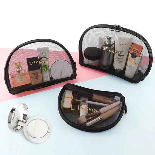 Cosmetic Bag Women's Transparent Simple Mesh Large-capacity Multi-functional Portable Storage Bag Carry-on Wash Bag