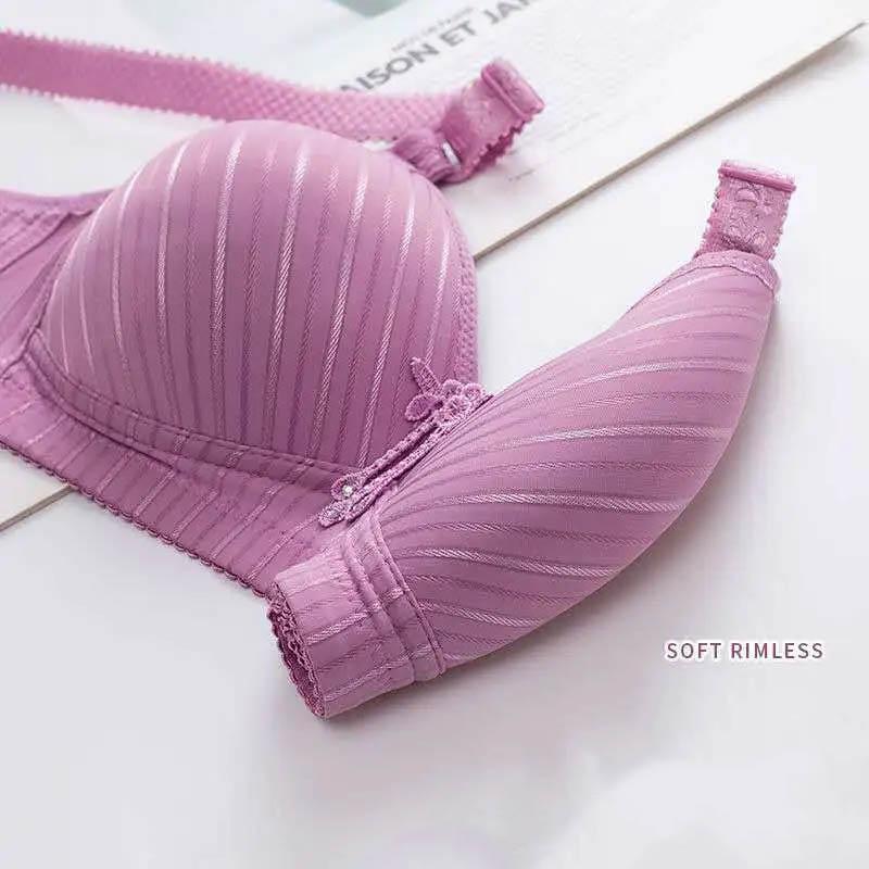 Large Size Thin Section Gathered No Steel Ring Anti-glare Simple Sexy Soft Underwear Collection Auxiliary Breast Anti-sagging Adjustment Ladies Bra