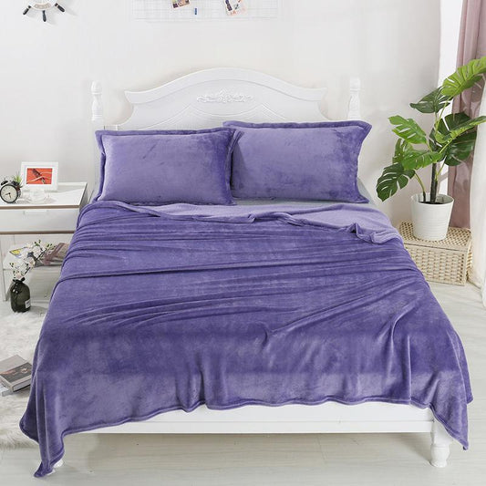 Pure Color Flannel Blankets, Wool Blankets, Bedding, Double-sided Plus Fleece, Warm Sheets, Household Textiles, Nap Warm Covers