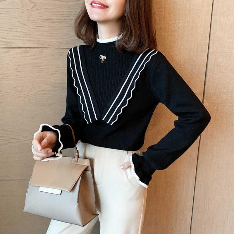 Autumn Winter  Women Fashion Sweater Casual Knitting Sweater Half Turtleneck Pullovers Slim-fit Casual Long Sleeve Sweater