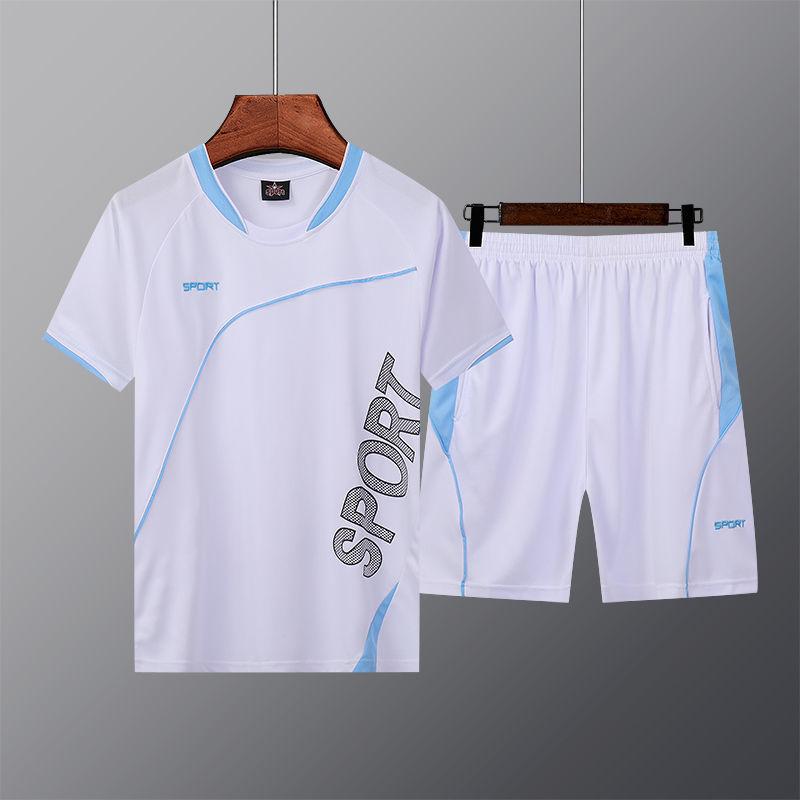 Sports Suit Men's Summer Loose Two-piece Short-sleeved Shorts Round Neck Running Suit Thin Basketball Fitness Clothing Training Suit