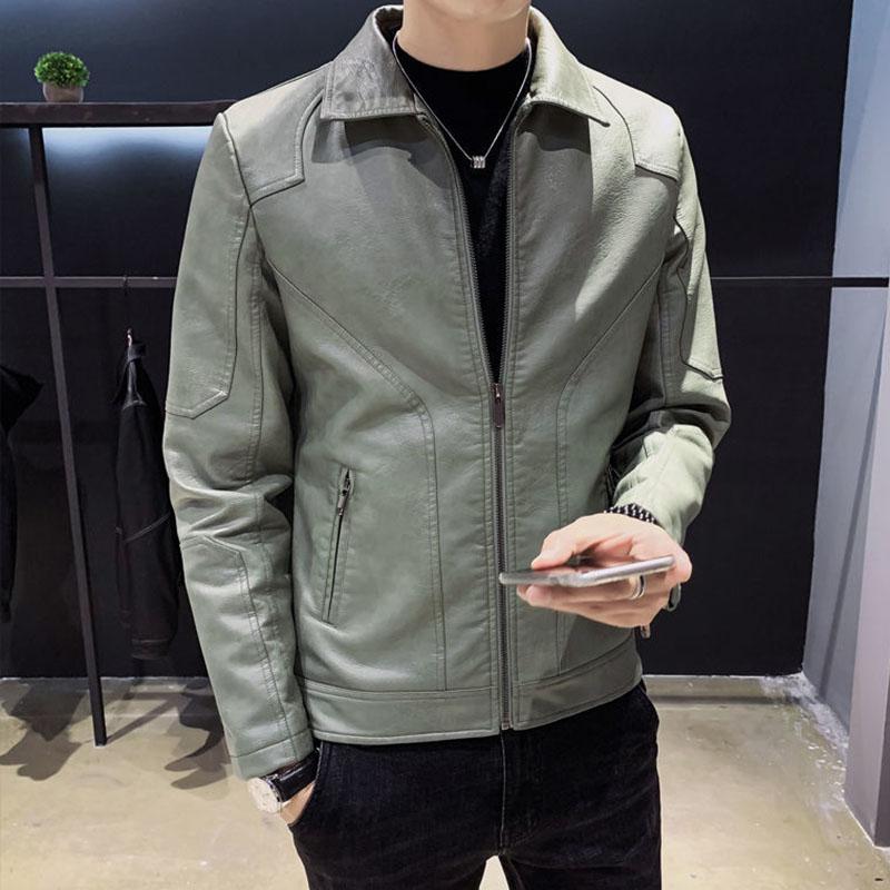 Leather Men's Jacket Korean Men's Autumn and Winter Jacket Slim Trend Leather Jacket Youth Jacket