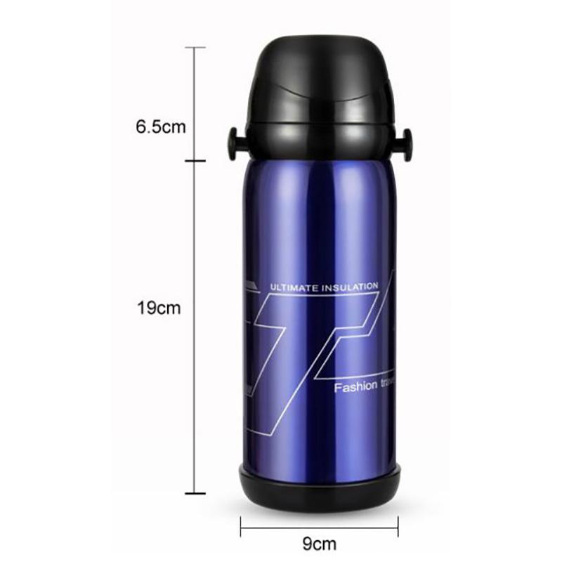 800ml Stainless Steel Vacuum Flask Outdoor Sports Large Capacity Kettle Coffee Tea Water Bottle Milk Cup