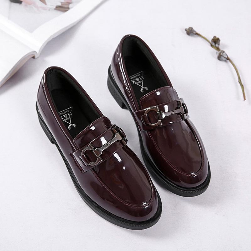 British Style Retro Small Leather Shoes Women's Shoes Metal Buckle Single Shoes Casual Lazy Shoes Soft Soles Small Leather Shoes Women