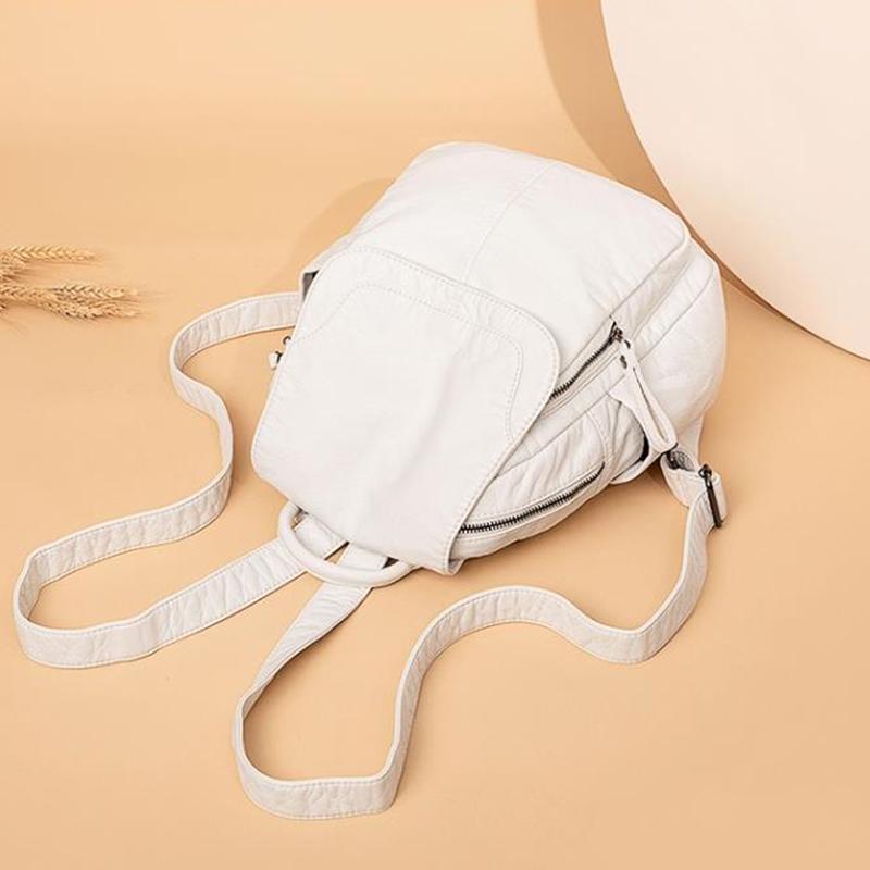 Tide Brand Leather Backpack Women Fashion Sheepskin Backpack Soft Leather Travel Bag Casual School Bag Women