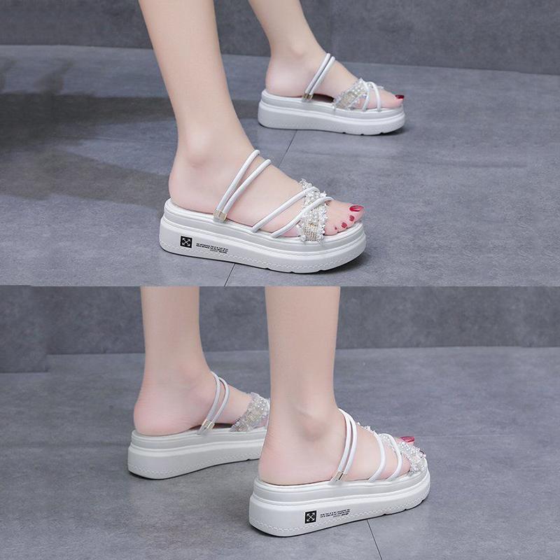 Two Wear Women's Summer Sandals All-match Thick-soled Height-increasing Shoes Fashion Students Wear Sandals and Slippers Outside