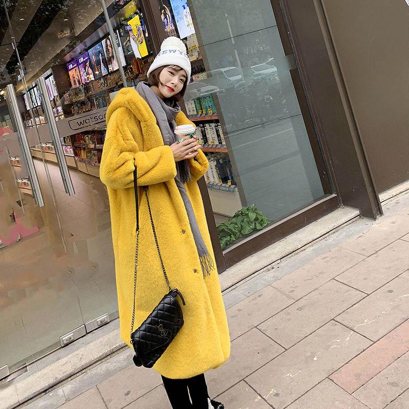 Furry Coat Plus Size Autumn and Winter Women's Thickened Long Hooded Loose Faux Fur Coat