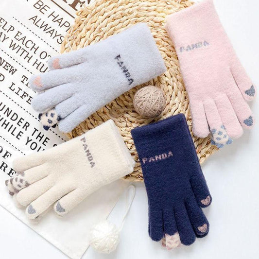 Gloves Winter Women's Plus Velvet Touch Screen Knitted Gloves for Cold and Warm Cycling Woolen Gloves