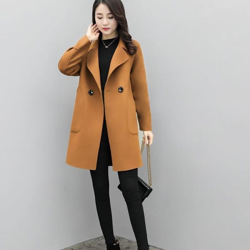 Autumn and Winter Women's Mid-length Woolen Coat Fashionable Large Size Woolen Coat Loose Small Woolen Coat