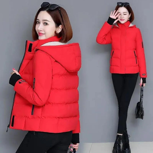 Winter Down Jacket Fashion Short Solid Color Cotton Jacket Plus Velvet Thickening Women's Down Jacket