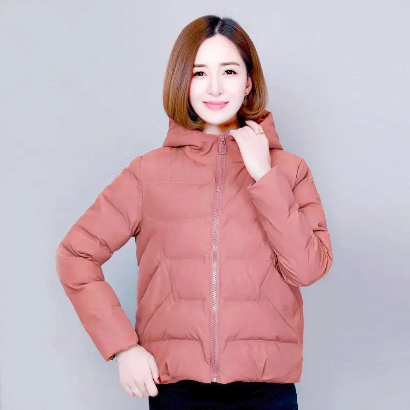 Winter Jacket for Women Windbreaker Hooded Warm Parkas Solid Plus Size Down Coats Loose Casual Clothes Female