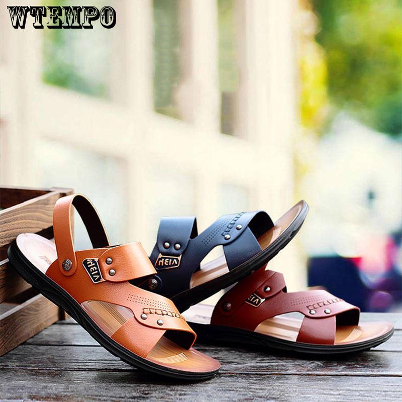 Summer Mens Sandals Fashion Male Genuine Leather Sandals Summer Beach Leather Shoes