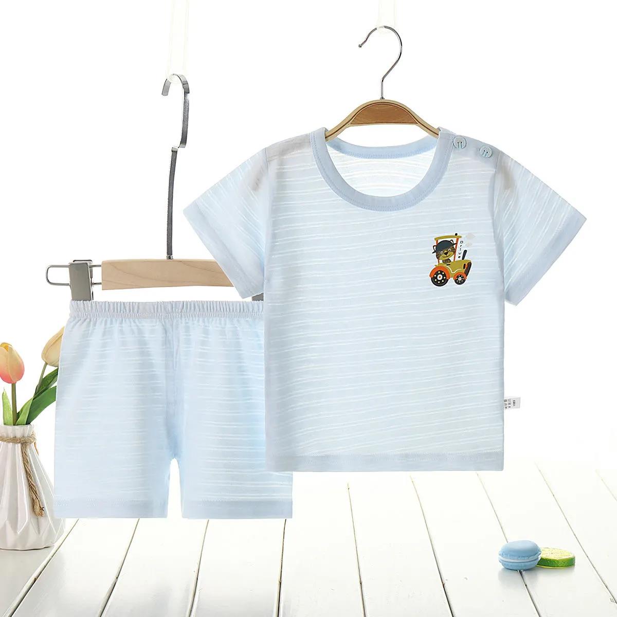 Two-piece Summer Clothes Baby Cotton Short-sleeved Suits Children's Thin Pajamas Boys' Air-conditioning Suits Baby