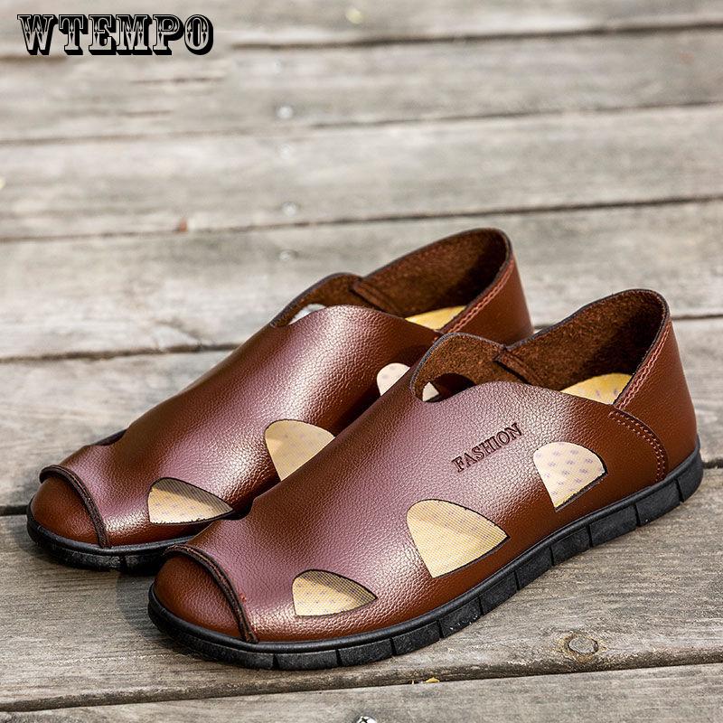 Sandals Summer Men's Quality Shoes Leather Men Sandals Comfortable Slip on Slippers