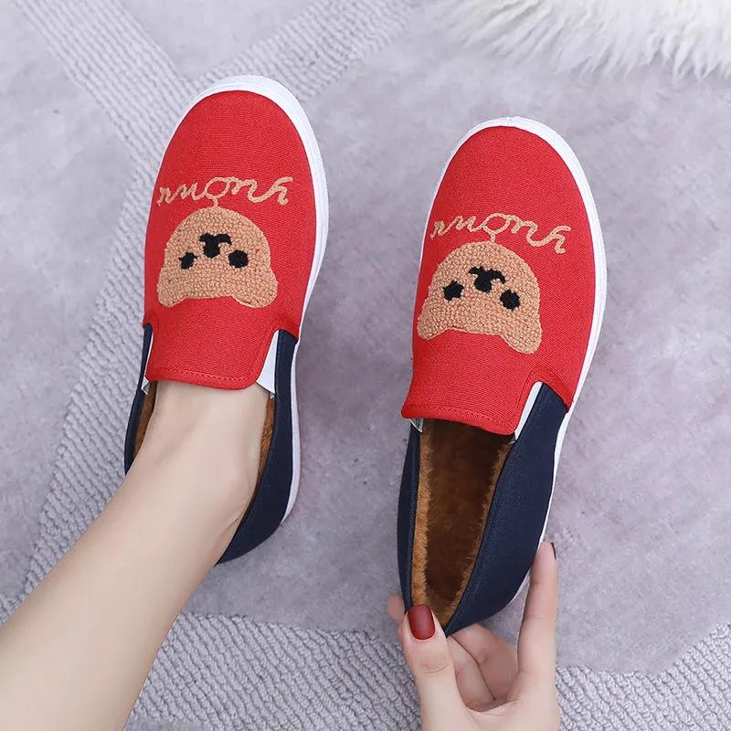 Autumn and Winter Plus Velvet Warm and Non-slip Women's Shoes Flat All-match Cotton Shoes