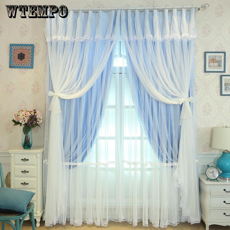 WTEMPO Curtain Tulle Window Treatment Voile Drape Valance Double-deck Window Curtains Living Room