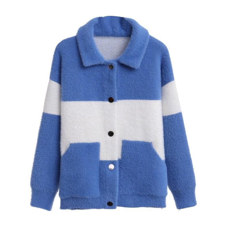 Autumn and Winter Casual Knitted Jacket Turn-down Collar Long-sleeved Sweater Thickened Short Small Fragrance Cardigan