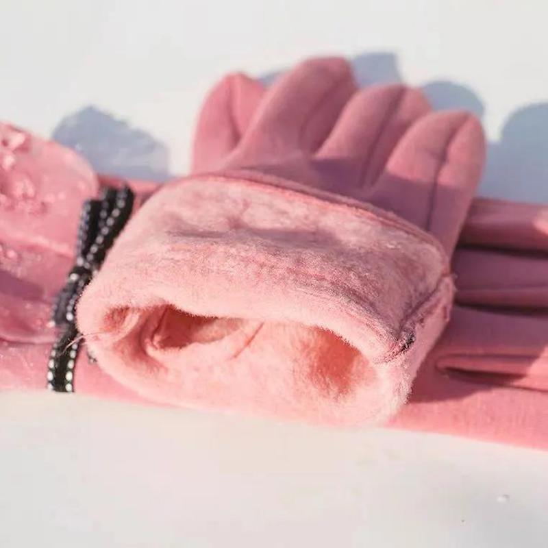 Winter Women's Warm Gloves Cute Student Cotton Plus Velvet Padded Cycling Cold-proof Touch Screen Gloves