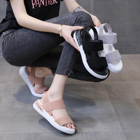 Women's Sports Sandals Summer Students Flat-bottomed Non-slip Outer Wear Fairy Style All-match Roman Shoes