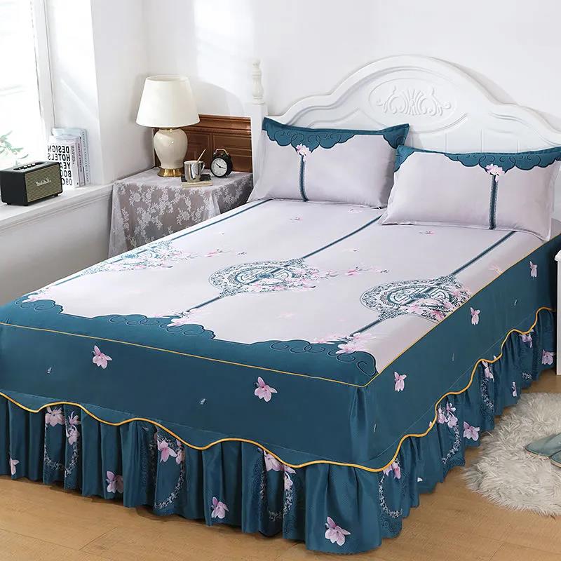 Bedroom Household Single-piece Sanding Bed Skirt Korean Version of One-piece Bed Skirt Bed Cover Simmons Protective Cover Can Not Afford The Ball