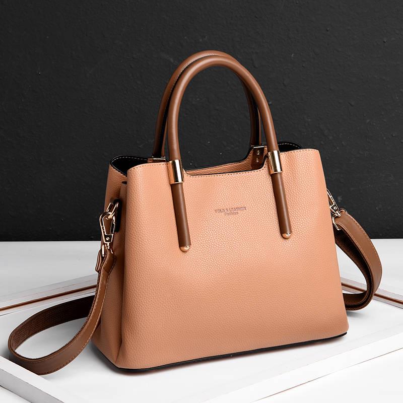 Female Bag Leather Texture Handbag Fashion All-match Messenger Bag Middle-aged European and American Ladies Bag