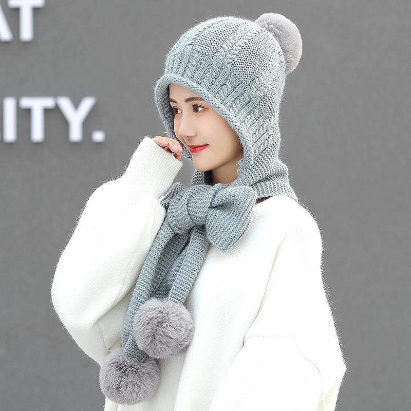 Wool Hat Female Winter All-match Scarf Cap Winter Cute Ear Protection Thick Warm Knitted Hat