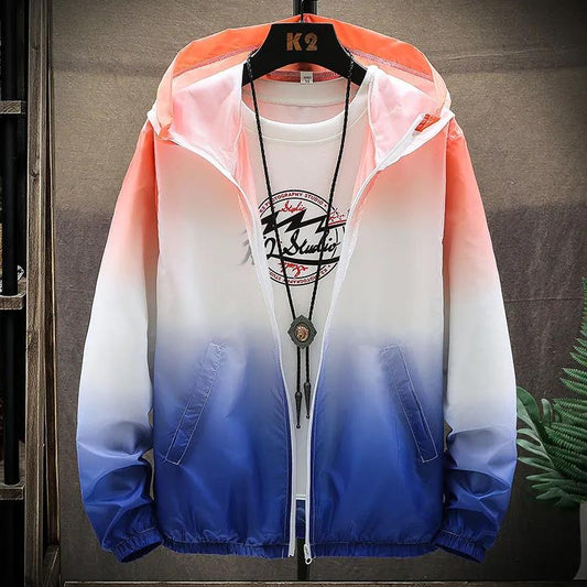 Ice Silk Sunscreen Clothes Men's Summer Jacket Ultra-thin Trend Breathable New Skin Clothes Gradient Color Thin Clothes