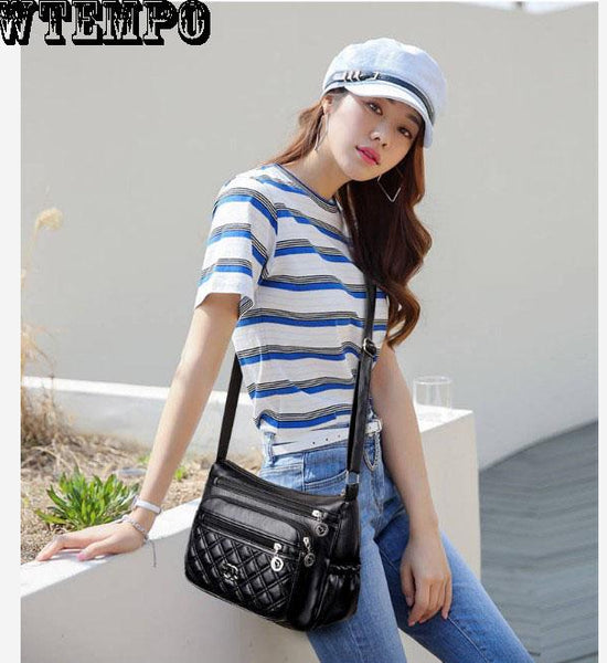 Brand One-shoulder Messenger Bag Trend Bag Fashion Wild Women Bag Multi-layer Soft Leather