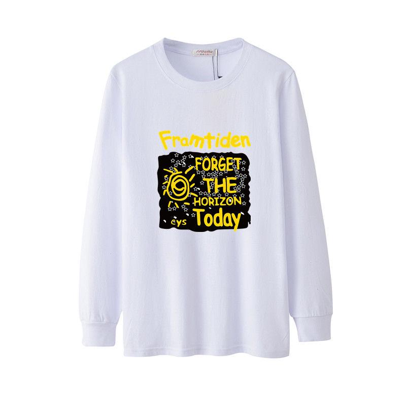 Long sleeve men's cotton T-shirt round neck loose large size men's clothing trend wild T-shirt