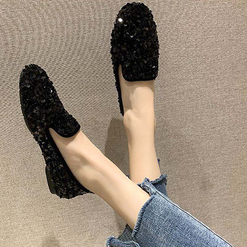 Rhinestone Society Women's Shoes Spring and Summer Korean Style One-legged Peas Shoes Pumps