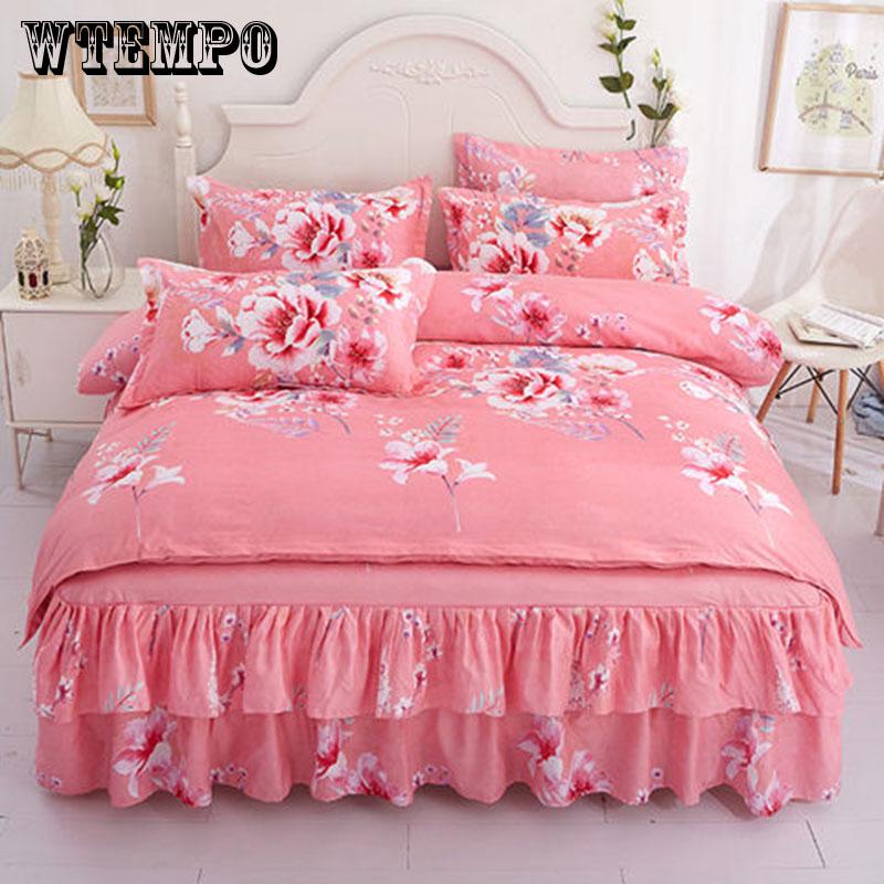 New Classic Bedding Set 4 Size Flower Bed Linen 2/3pcs/set Duvet Cover Set Pastoral Bed Sheet