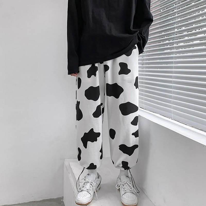 Zebra Pattern Harem Pants Female Spring and Autumn Student Beamed Sports Pants Korean Version Ins Trend Nine Points Casual Pants