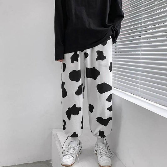 Zebra Pattern Harem Pants Female Spring and Autumn Student Beamed Sports Pants Korean Version Ins Trend Nine Points Casual Pants