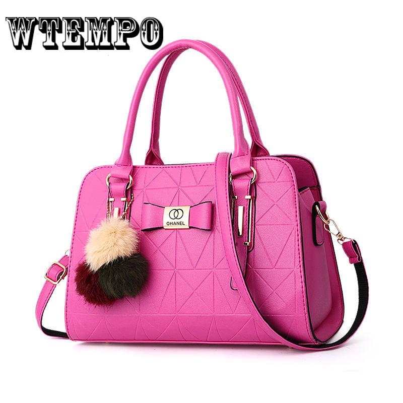 Women's Handbag Fashion Large Capacity Women Shoulder Bag with Hairball Ornaments