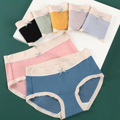 7Pcs/Set Women's Spring All-match Large Size Causal Cotton Briefs Ladies Summer Mid Waist Solid Color Highly Elastic Seamless Underpants