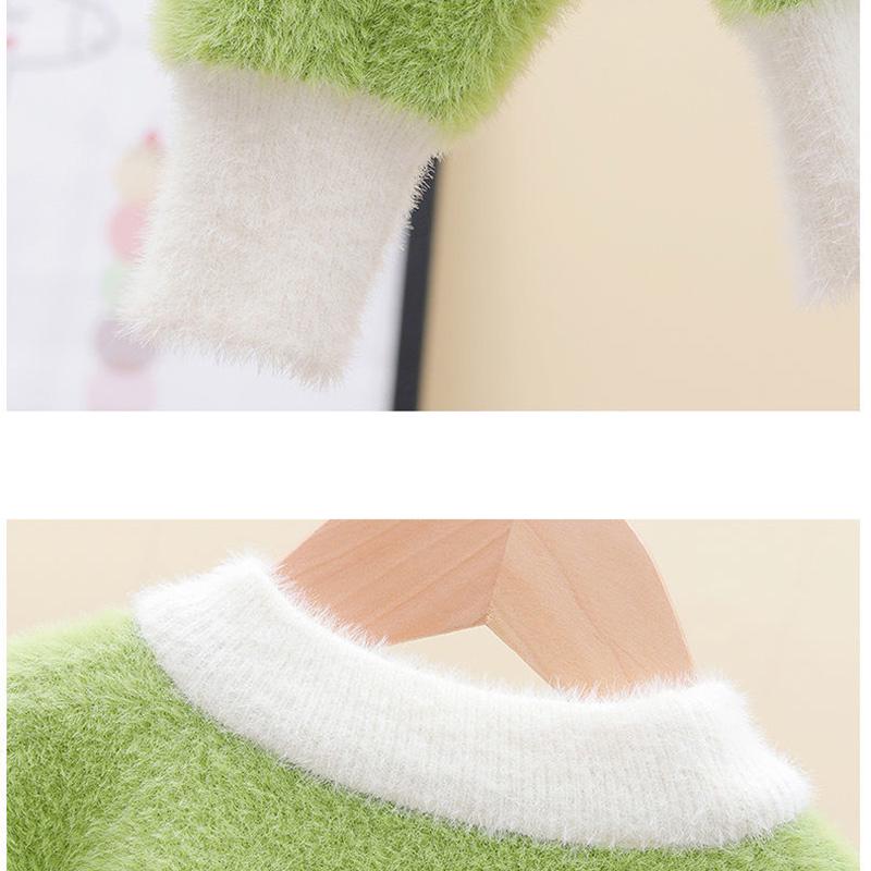 Autumn and Winter Girls Thick Sweater Round Neck Long Sleeve Children's Bottoming Shirt