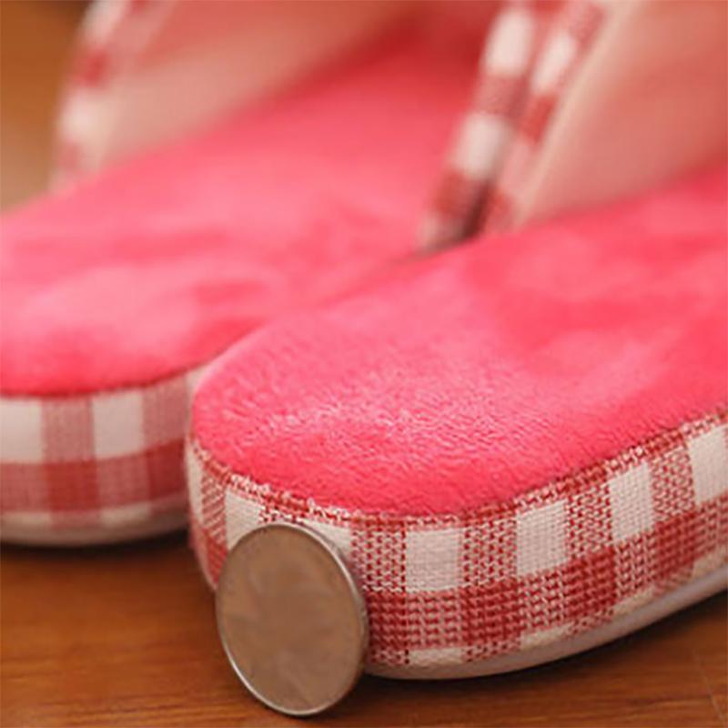 Autumn and Winter Pure Cotton Slippers Indoor Non-slip Soft-soled Shoes Warm Plaid Simple Plush Cotton Shoes