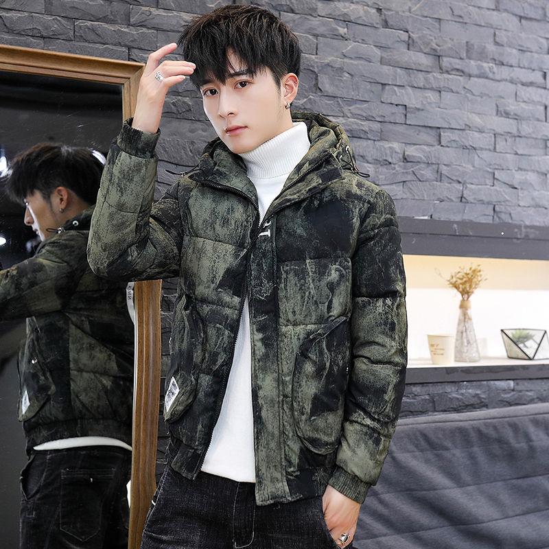 Fashion Men's Parker Jacket Winter Thicken Warm Camouflage Trend Brand Hooded Cotton Jack Loose Men's Cotton Jack