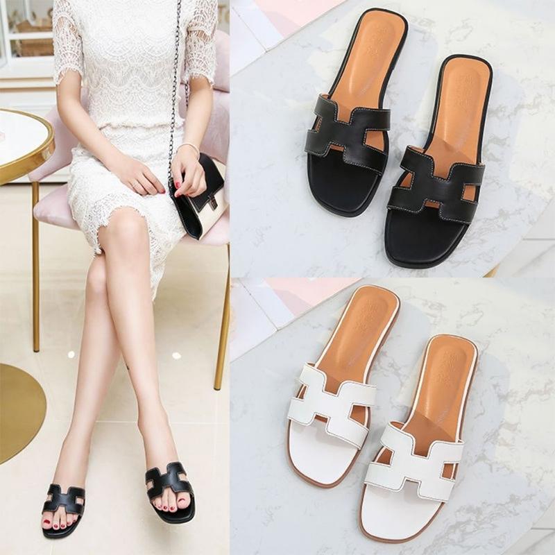 Slippers Female Summer Wear Korean Style Outdoor Flat Bottom Seaside Vacation Travel Beach Home Sandals and Slippers